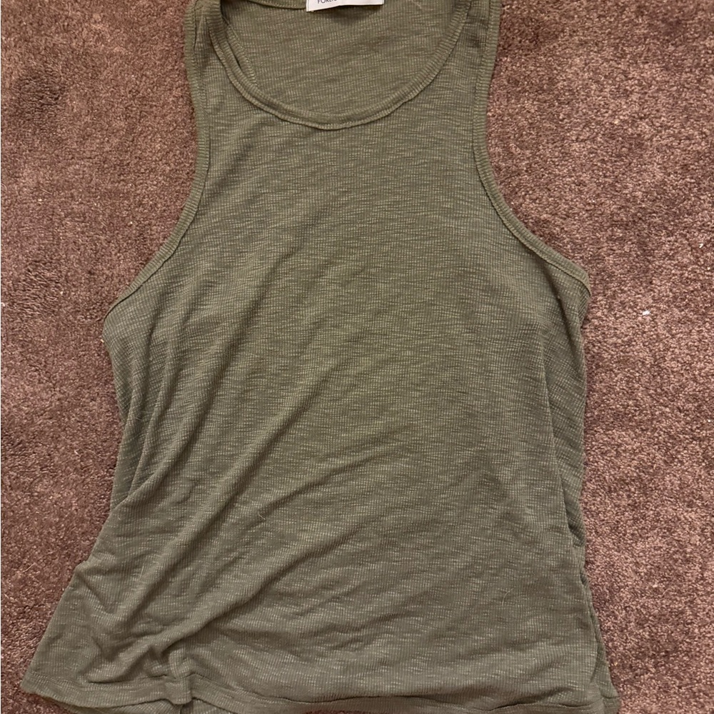 Olive Green Ribbed Tank Top
